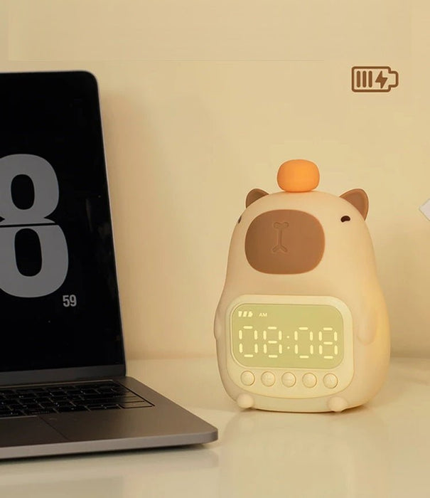 Cute Cartoon Capybara Night Light with Digital Clock – Adjustable Brightness and Cute Shapes to Brighten Your Night - Gear Elevation