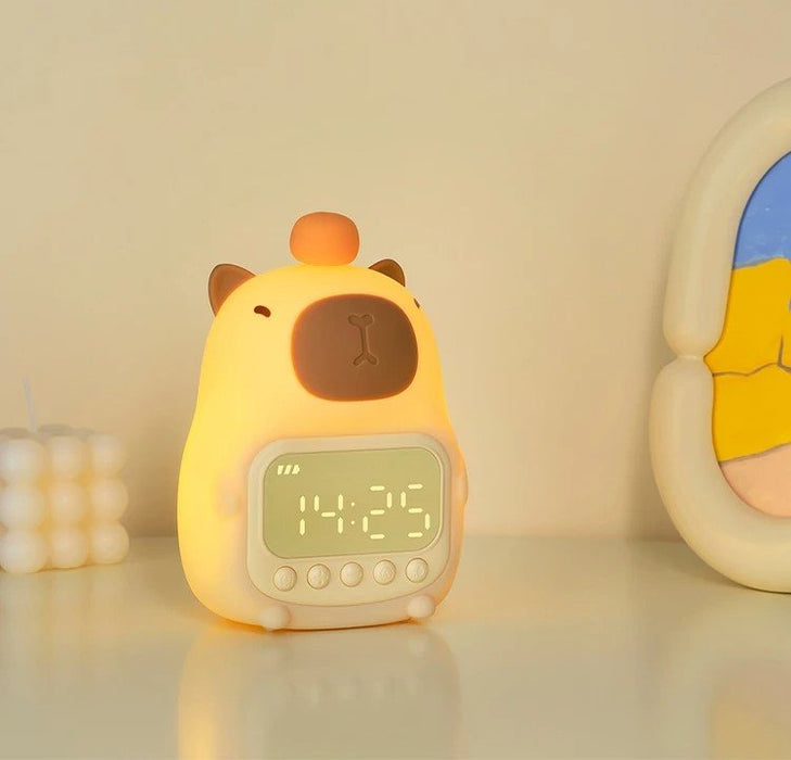 Cute Cartoon Capybara Night Light with Digital Clock – Adjustable Brightness and Cute Shapes to Brighten Your Night - Gear Elevation