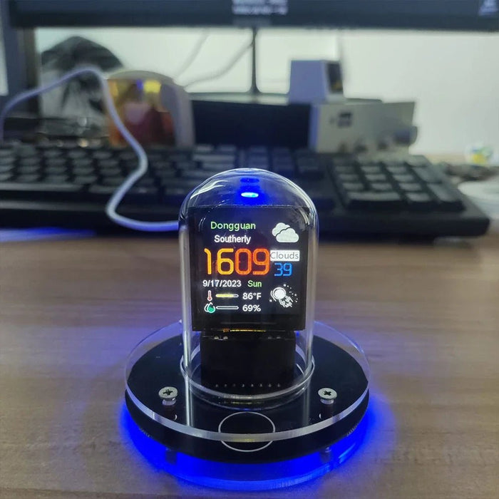 Cyberpunk Style Nixie Tube Clock – Smart WiFi Digital Display with Customizable Glow, DIY Visual Table Clock - Gear Elevation