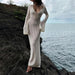 Deep V - Neck Hollow - Out Beach Knitwear Dress - Backless, Chic, Flowy - Gear Elevation