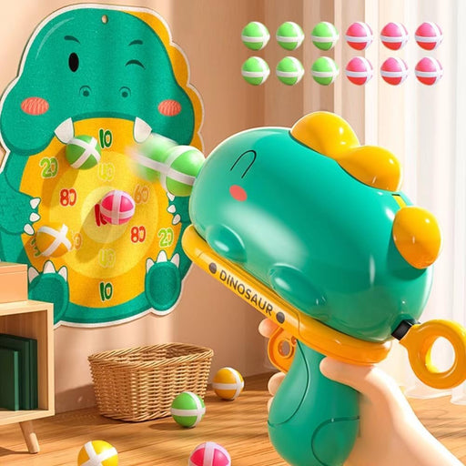 Dinosaur Sticky Ball Throwing Toy - Kids Dart Board Game with Dinosaur Shooter Toy - Gear Elevation