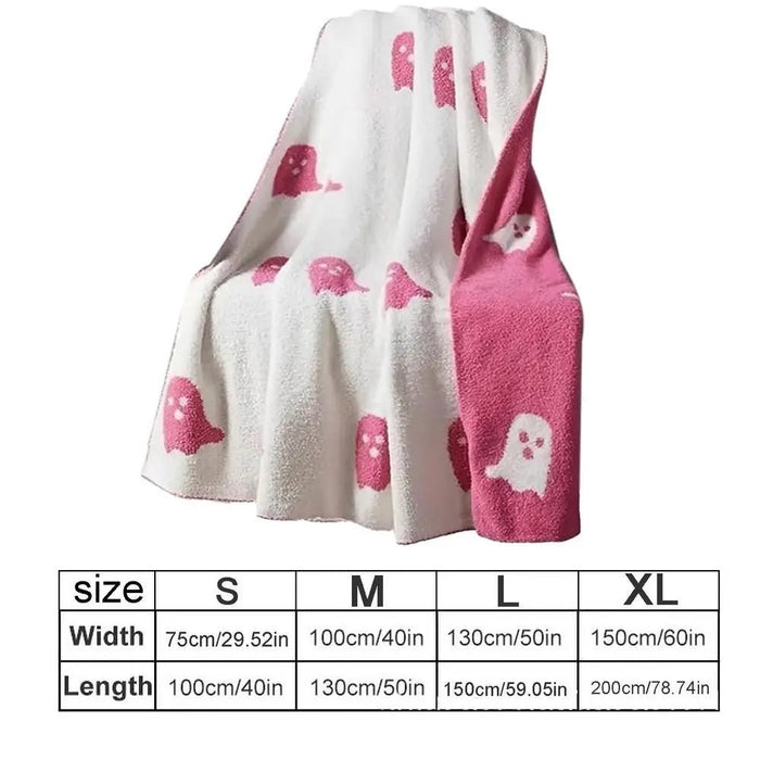 Double - Sided Pink and Balck Ghost Halloween Blanket – Cozy Flannel Throw for Beds, Sofas, & Couches - Gear Elevation