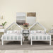 Double Twin Size Platform Bed with House - shaped Headboard and Built - in Nightstand - Gear Elevation