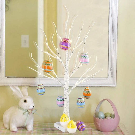 Easter LED Birch Tree with Hanging Egg Ornaments – Perfect Home Table Décor, Party Favors & Delightful Kids' Gifts - Gear Elevation