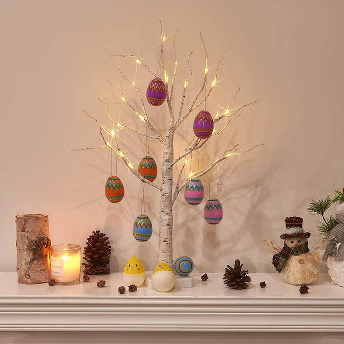 Easter LED Birch Tree with Hanging Egg Ornaments – Perfect Home Table Décor, Party Favors & Delightful Kids' Gifts - Gear Elevation