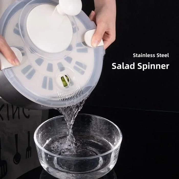 Electric Salad Spinner - Lettuce spinner w/ Plastic Squeeze bottle, Fruit Washer Spinner Dryer w/ Bowl & Colander, Large Salad Dryer Mixer for Vegetables, Herbs, Berries - Gear Elevation