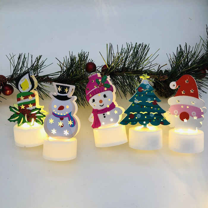 Electronic LED Christmas Candle Lamps – Adorable Santa, Snowman & Tree Night Lights for Festive Home, Party, & Garden Décor - Gear Elevation