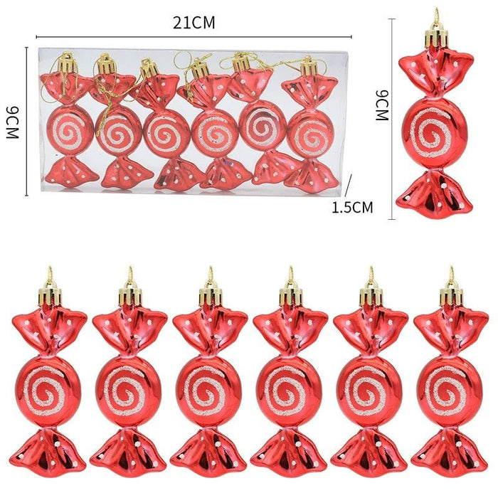 Electroplated Red Candy Lollipop Christmas Ornaments – Set of 6 Festive Tree Pendants for 2024 Holiday Décor - Gear Elevation