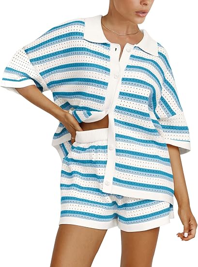 Elegant Lapel Half - Sleeve Top and High - Waist Shorts Set - Loose Casual Single - Breasted Outfit - Gear Elevation