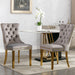 Elegant Velvet Dining Chair - Solid Wood Chair with Velvet Cushion, Gold - plated Stainless Steel Chair Legs, and Nail Head Decoration, 2pcs Set - Gear Elevation