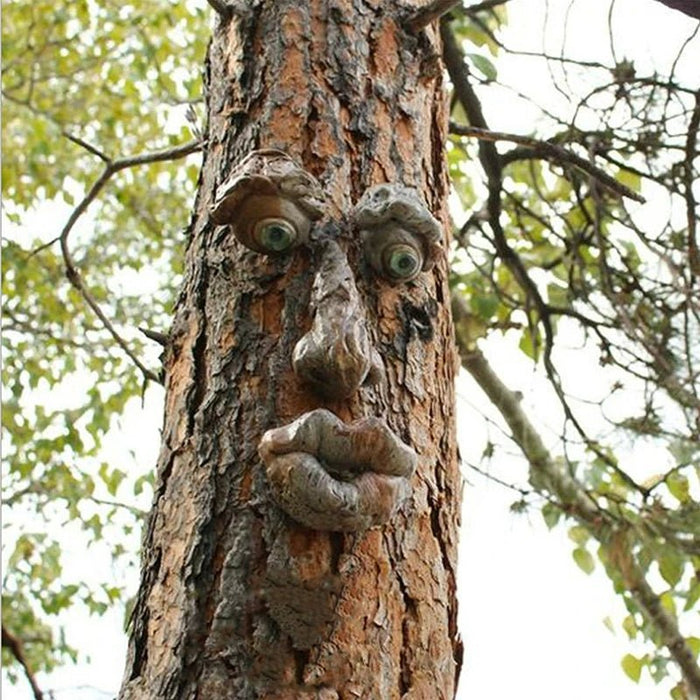 Enchanted Tree Face - Outdoor Tree Amusing Old Man Face Sculpture - Gear Elevation