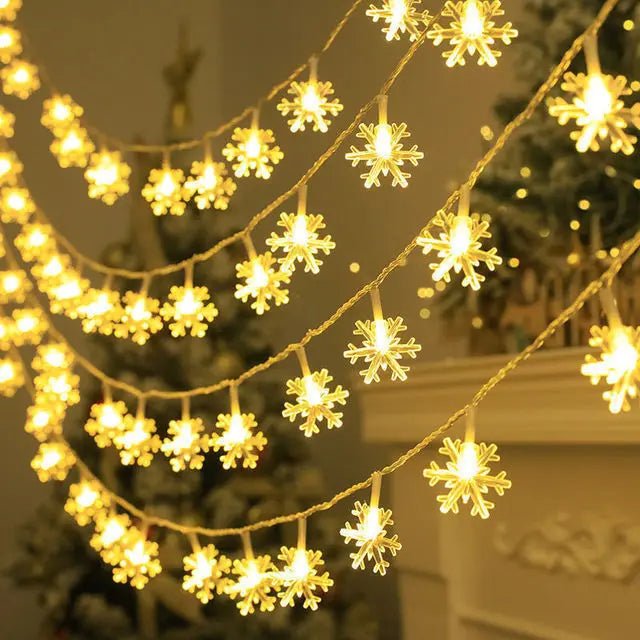 Enchanting LED Christmas Snowflake String Lights – USB/Battery - Powered Fairy Lights for Christmas Tree & New Year Bedroom Décor - Gear Elevation