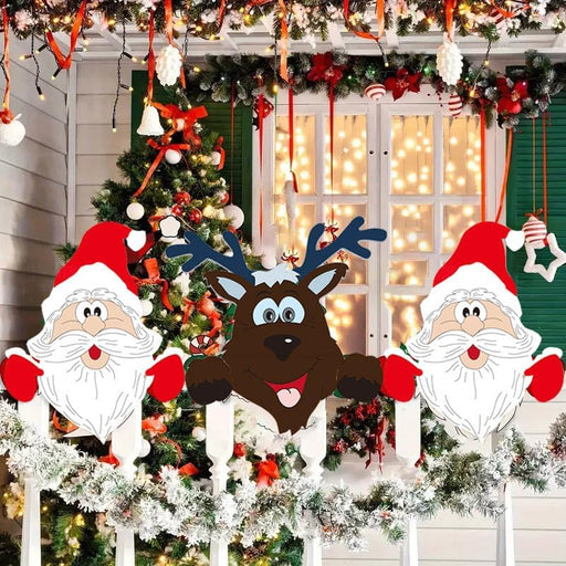 Fence Panel Christmas Decor – Adorable Santa, Snowman, and Reindeer Peekers for Whimsical Indoor and Outdoor Christmas Charm! - Gear Elevation