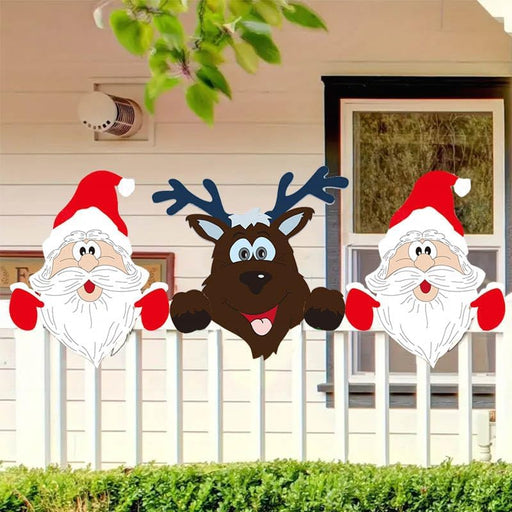 Fence Panel Christmas Decor – Adorable Santa, Snowman, and Reindeer Peekers for Whimsical Indoor and Outdoor Christmas Charm! - Gear Elevation