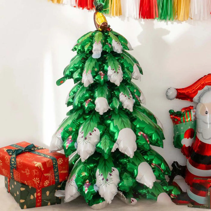 Festive Standing Christmas Tree Balloon – Shimmering Aluminum Film Decoration for Holiday Parties & Cheerful Home Décor - Gear Elevation