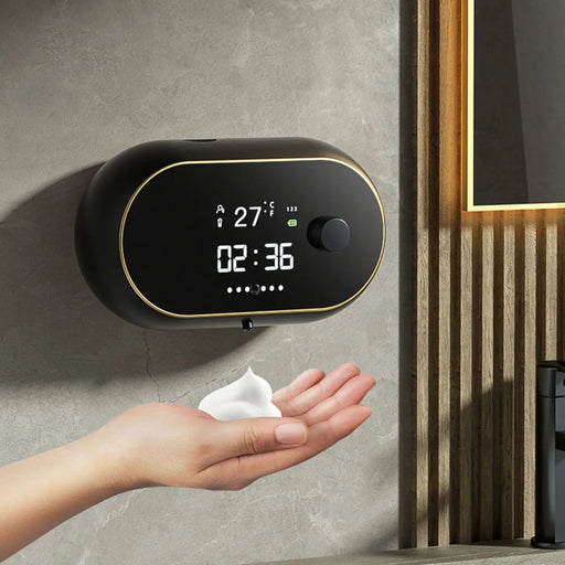 Foam Soap Sensing Dispenser - Time Temperature Display Contactless Waterproof Automatic Soap Dispenser - Gear Elevation