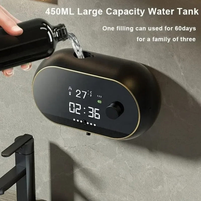 Foam Soap Sensing Dispenser - Time Temperature Display Contactless Waterproof Automatic Soap Dispenser - Gear Elevation