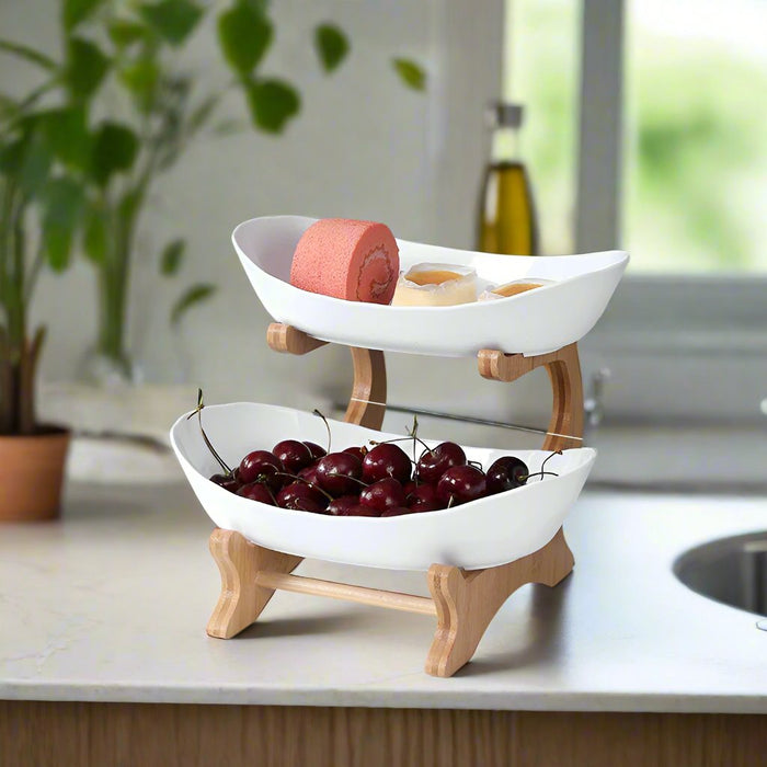 Fruit & Snack Layer Serving Tray – Stylish Wood Holder for Candy, Treats, and Party Displays – Perfect Kitchen Organizer - Gear Elevation