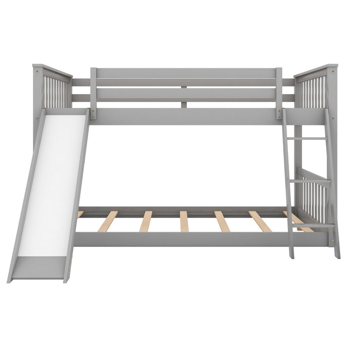Full over Full Bunk Bed with Convertible Slide and Ladder - Gear Elevation