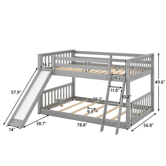 Full over Full Bunk Bed with Convertible Slide and Ladder - Gear Elevation