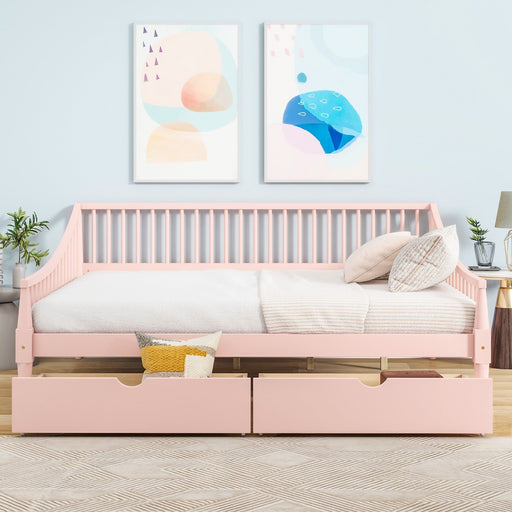 Full - Size Daybed with Two Storage Drawers and Support Legs - Gear Elevation