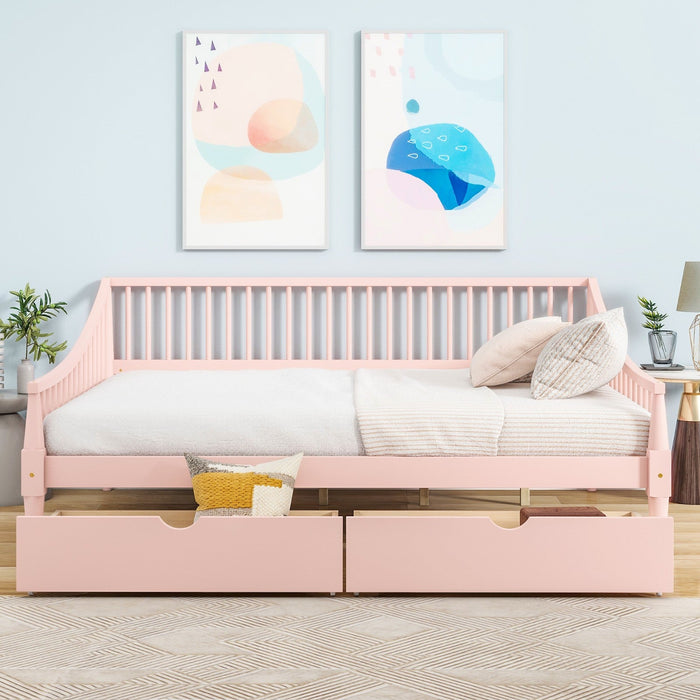 Full - Size Daybed with Two Storage Drawers and Support Legs - Gear Elevation