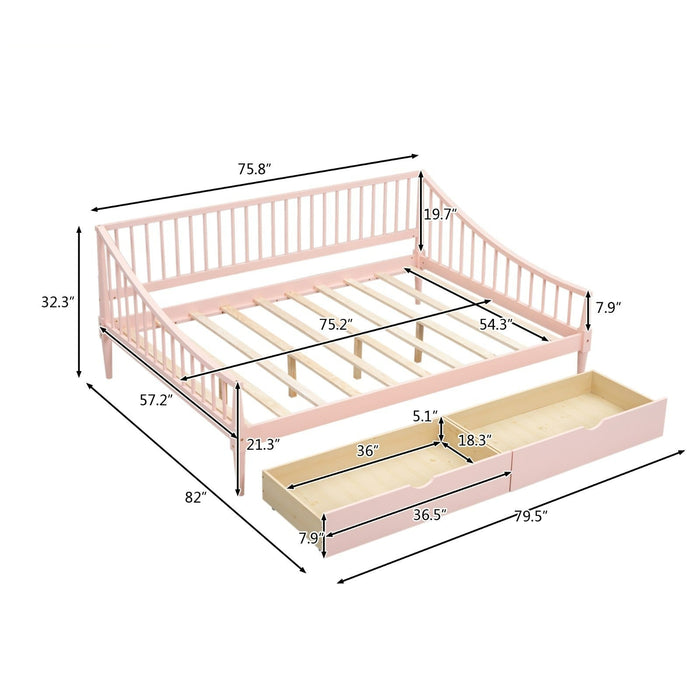 Full - Size Daybed with Two Storage Drawers and Support Legs - Gear Elevation