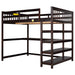 Full Size Loft Bed with Storage Shelves and Under - bed Desk - Gear Elevation