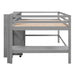 Full Size Low Loft Bed with Rolling Portable Desk Drawers and Shelves - Gear Elevation
