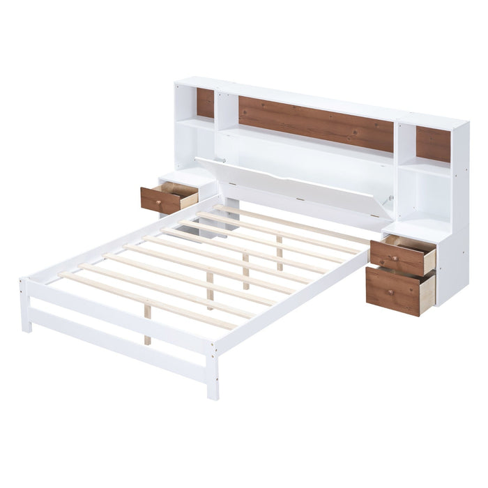 Full - Size Platform Bed with Storage Headboard and Drawers - Gear Elevation