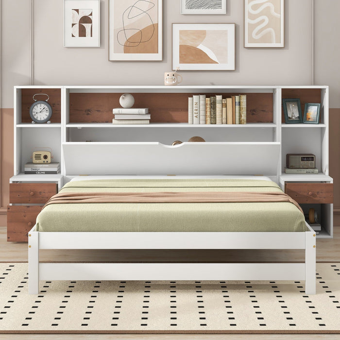 Full - Size Platform Bed with Storage Headboard and Drawers - Gear Elevation