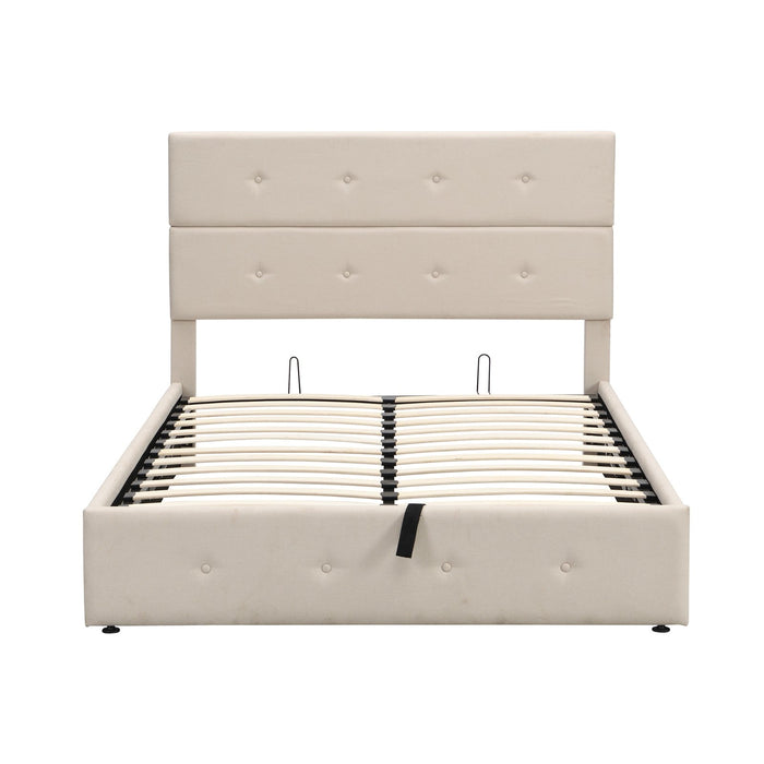 Full Size Upholstered Platform Bed with Underneath Storage - Gear Elevation