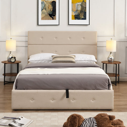 Full Size Upholstered Platform Bed with Underneath Storage - Gear Elevation