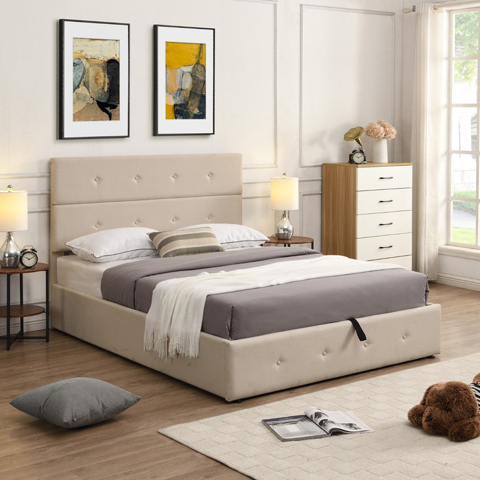 Full Size Upholstered Platform Bed with Underneath Storage - Gear Elevation