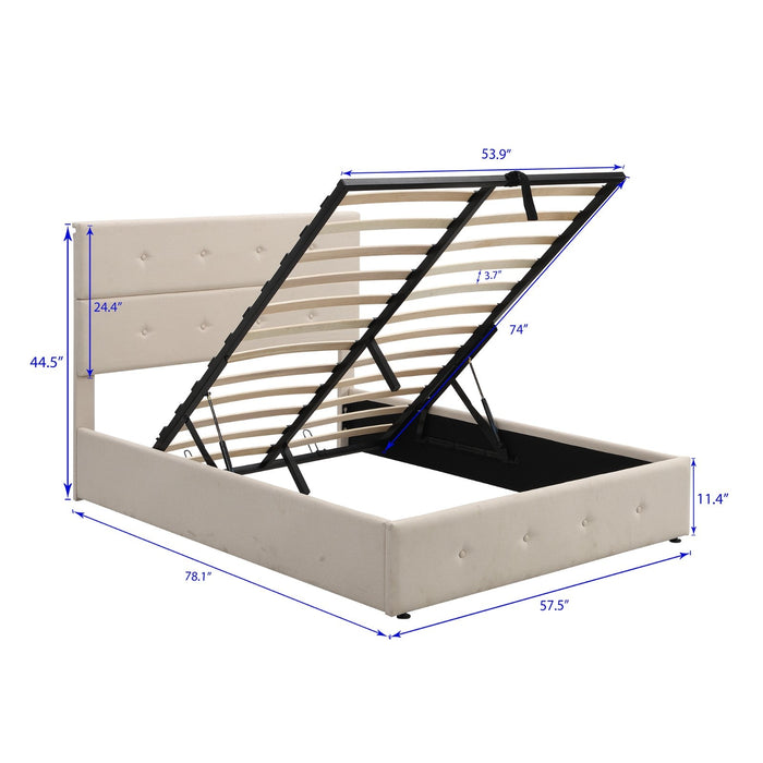 Full Size Upholstered Platform Bed with Underneath Storage - Gear Elevation