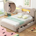 Full - Size Upholstered Storage Platform Bed with LED and USB, Cartoon Ears Shaped Headboard - Gear Elevation