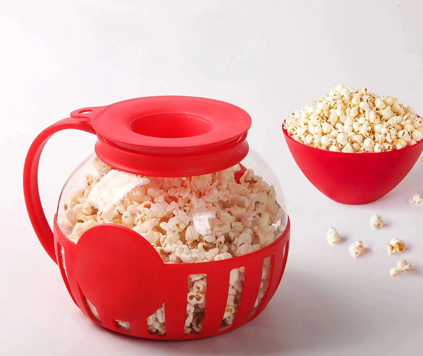 Glass Microwave Popcorn Maker - 3 - in - 1 Lid Ecolution Patented Micro - Pop Microwave Popcorn Popper - Gear Elevation