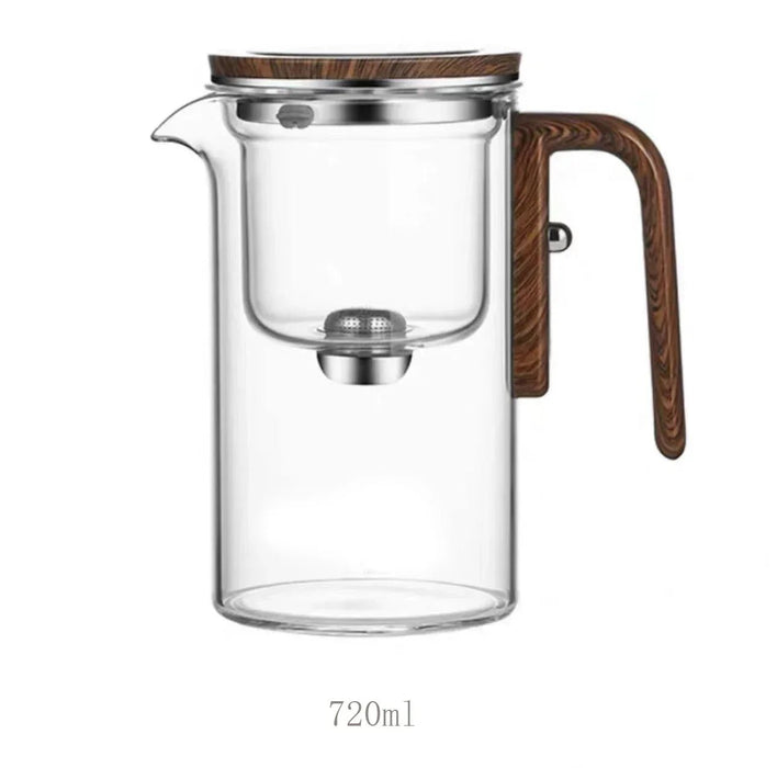 Glass Teapot with Magnetic One - Click Filter – Wooden Handle Design for Seamless Tea Brewing and Perfect Infusions - Gear Elevation