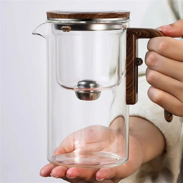 Glass Teapot with Magnetic One - Click Filter – Wooden Handle Design for Seamless Tea Brewing and Perfect Infusions - Gear Elevation