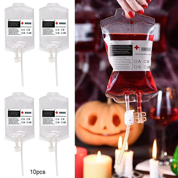 Halloween Blood Bag Drink Pack - Reusable Drink Cups Containers for Vampire Zombie Hospital Theme Party Supplies - Gear Elevation