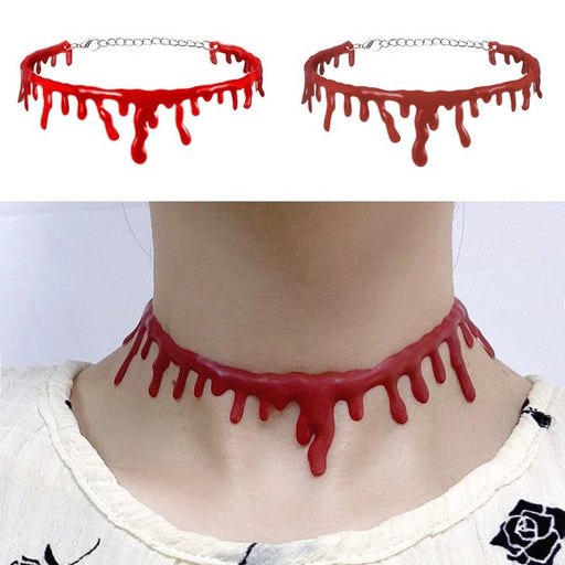 Halloween Decoration Horror Blood Drip Necklace - Fake Blood Vampire Fancy Joker Choker Costume Necklace - Gear Elevation