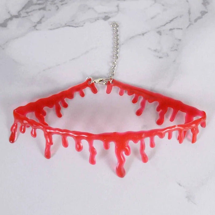 Halloween Decoration Horror Blood Drip Necklace - Fake Blood Vampire Fancy Joker Choker Costume Necklace - Gear Elevation