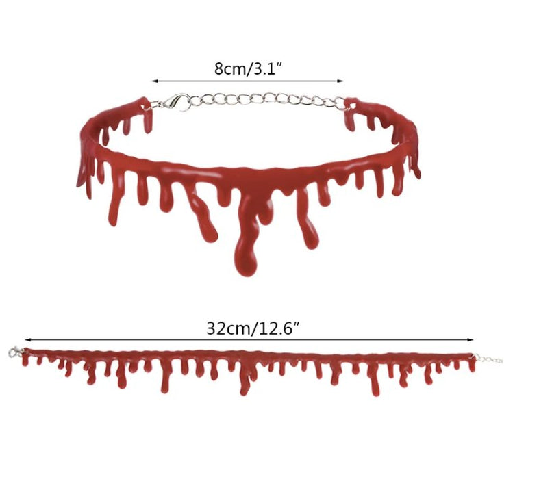 Halloween Decoration Horror Blood Drip Necklace - Fake Blood Vampire Fancy Joker Choker Costume Necklace - Gear Elevation