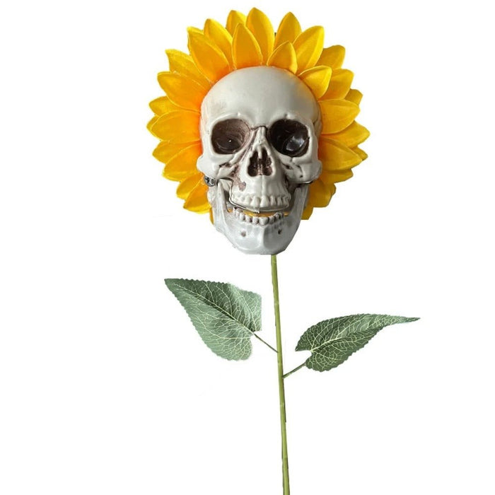 Halloween Decorations Sunflower Skull - Artificial Flowers Horror Scene Decoration Props for Indoor and Outdoor - Gear Elevation