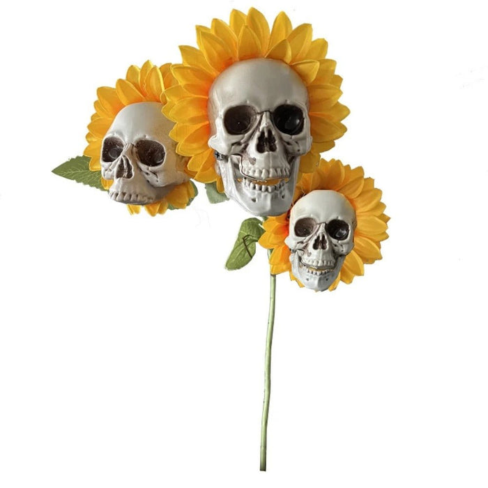 Halloween Decorations Sunflower Skull - Artificial Flowers Horror Scene Decoration Props for Indoor and Outdoor - Gear Elevation