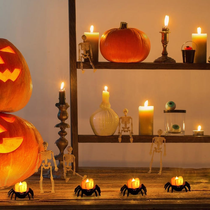 Halloween Festival Atmosphere Creative Halloween Spider Candlestick Ornaments - Candle Light Eye - catching Halloween Light Props - Gear Elevation