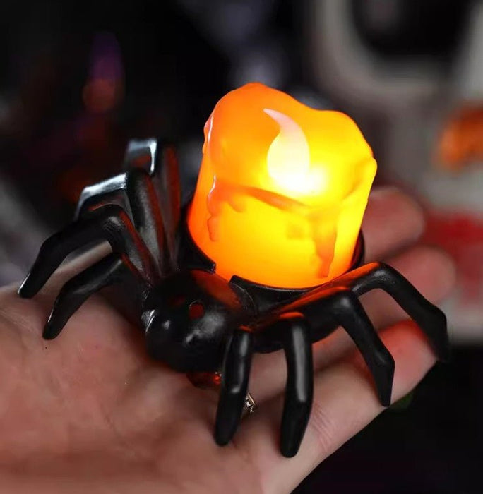 Halloween Festival Atmosphere Creative Halloween Spider Candlestick Ornaments - Candle Light Eye - catching Halloween Light Props - Gear Elevation