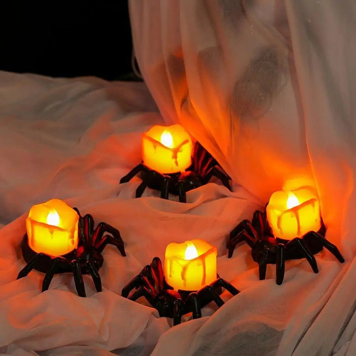 Halloween Festival Atmosphere Creative Halloween Spider Candlestick Ornaments - Candle Light Eye - catching Halloween Light Props - Gear Elevation