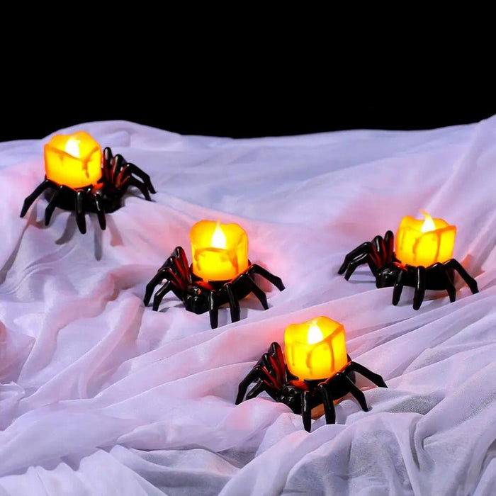 Halloween Festival Atmosphere Creative Halloween Spider Candlestick Ornaments - Candle Light Eye - catching Halloween Light Props - Gear Elevation