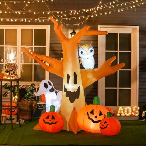 Halloween Haunted Tree Inflatable Decoration - Inflatables Outdoor Decorations Haunted Tree with Owl, Ghost, Pumpkins, Blow Up LED Yard Decor for Garden, Lawn, Party, Holiday, Waterproof - Gear Elevation